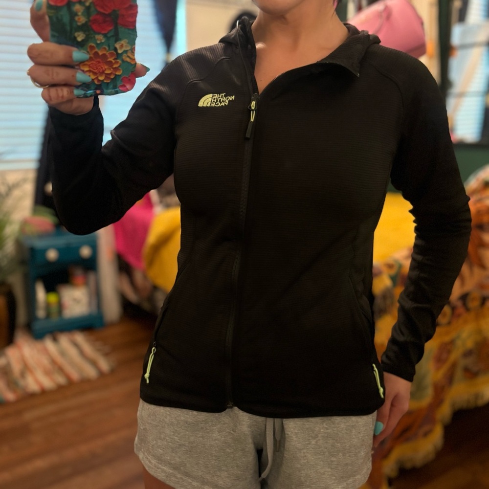The North Face Black Asymmetrical Zipper Jacket, Hooded